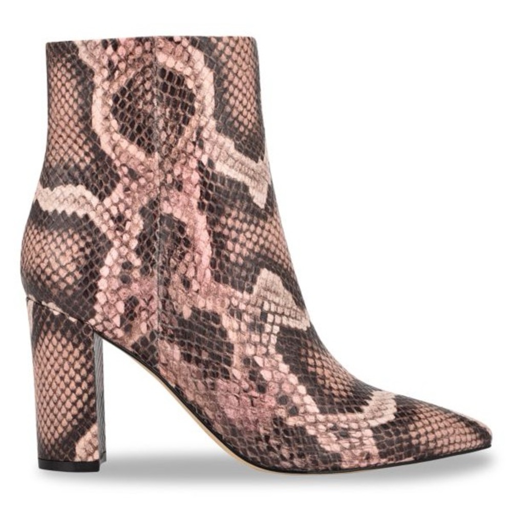 Marc Fisher Pink and Brown Snakeskin Ankle Boots